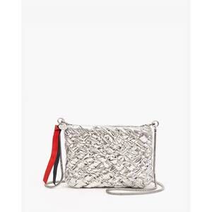 NEW CLARE V. women's estelle specchio puffy woven bag in silver